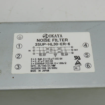 Okaya 3SUP-HL30-ER-6 30A Noise Filter 500V 50/60Hz