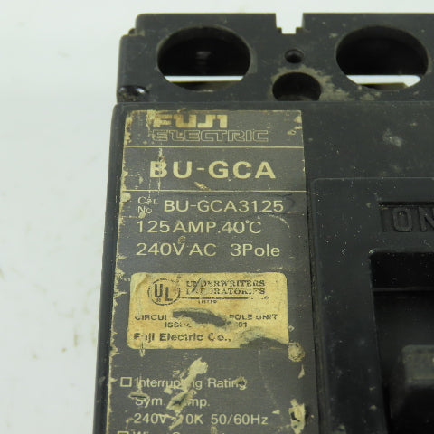 Fuji BU-GCA3125 125A Circuit Breaker 240VAC 3-Pole
