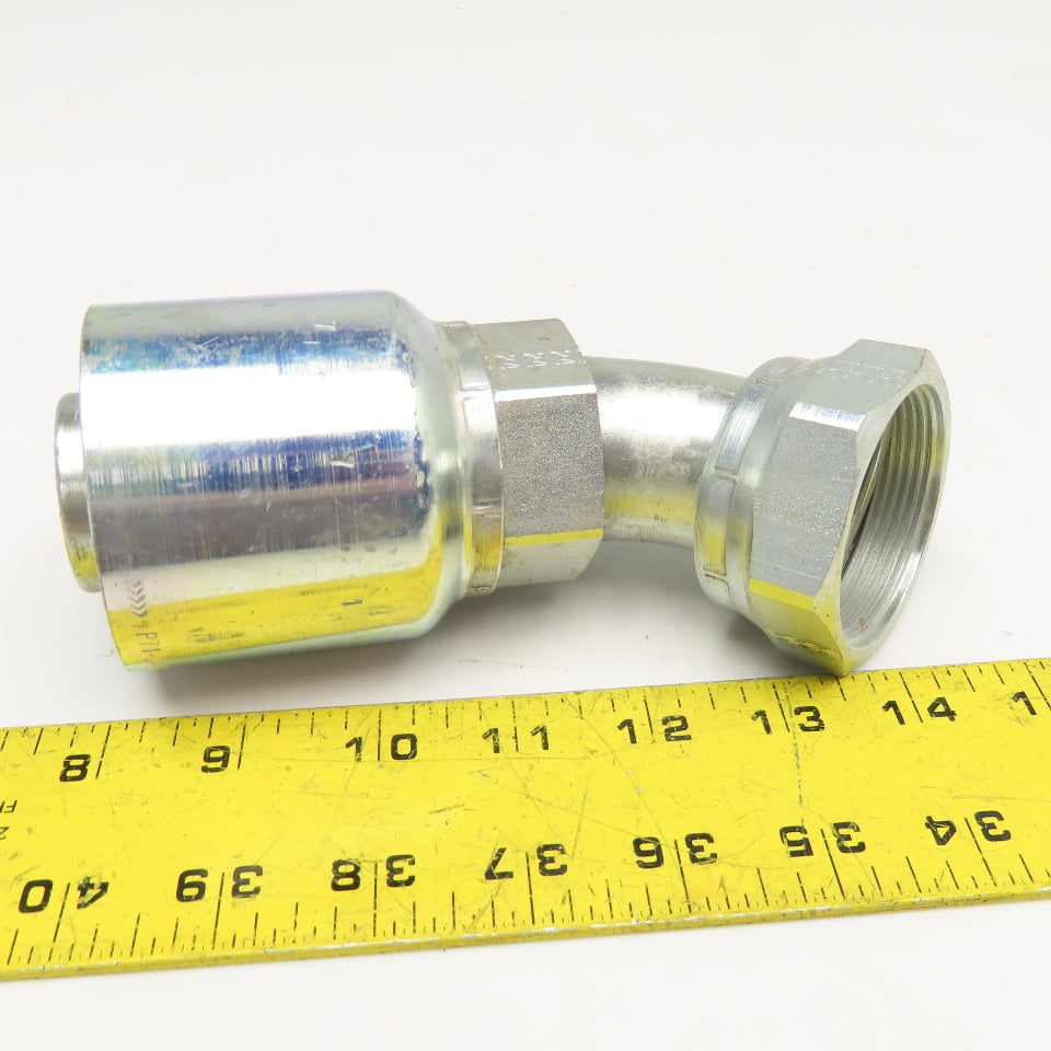 Parker 1-1/2" (-24) Female ORFS Seal-Lok x 1-1/2" Crimp Style Elbow 45°