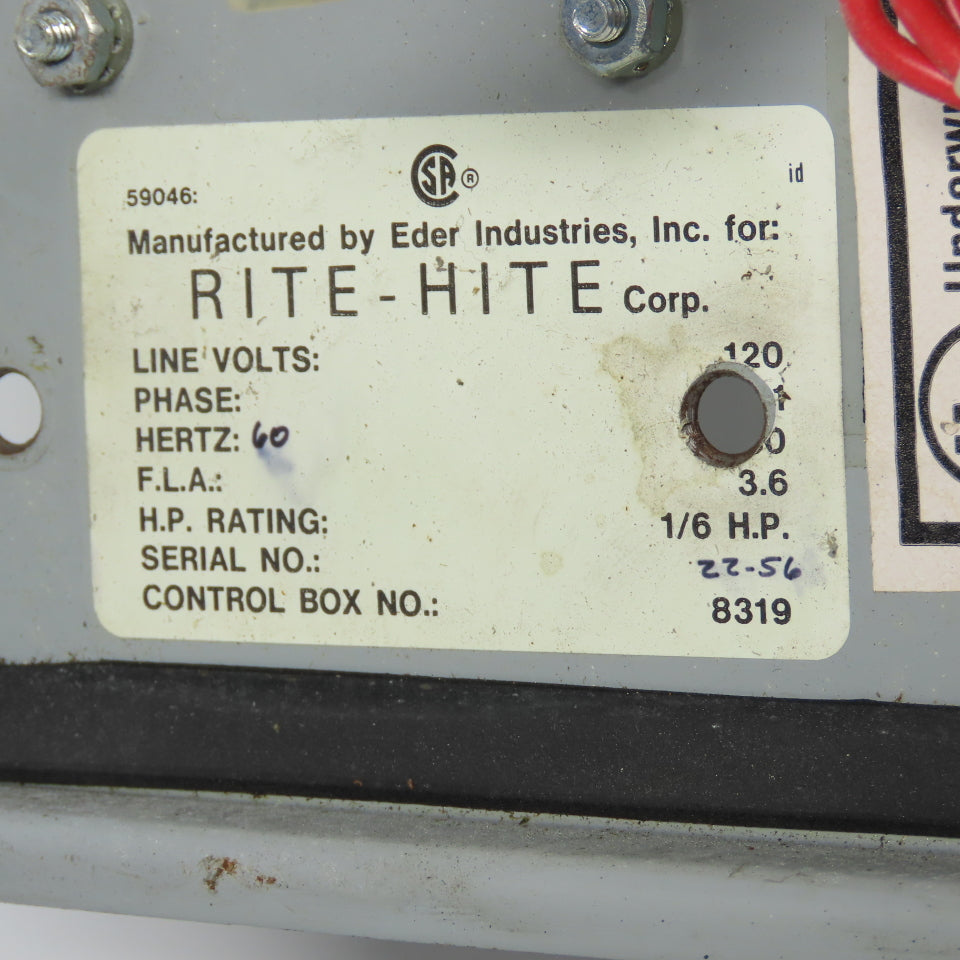 Rite-Hite 8319 Dok-Lok Vehicle Restraint Control Box 120V 1Ph 60Hz