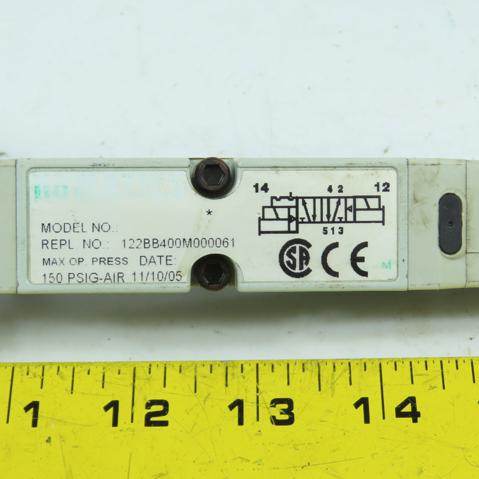 Numatics 122BB400M000061 Double Solenoid Pneumatic Control Valve 150PSIG 24VDC