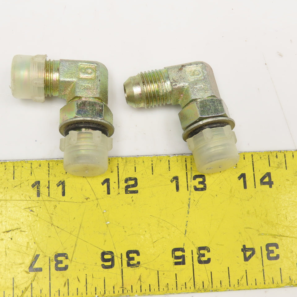 3/8" JIC Male x 1/4" ORB 90° Elbow Steel Lot Of 2