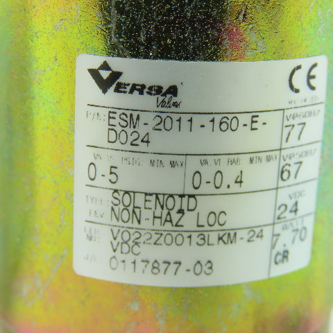 Versa ESM-2011-160-E-D024 2-Way Pneumatic Directional Valve 24VDC Coil