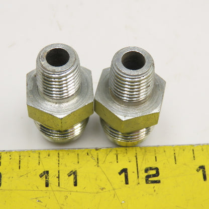 1/4" NPT Male x 1/2" JIC Flare Male Reducer Coupling Lot Of 2
