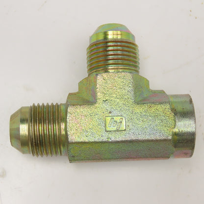 3/8" NPT Female x 1/2" JIC Male x 1/2" JIC Male Run Tee