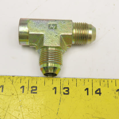 3/8" NPT Female x 1/2" JIC Male x 1/2" JIC Male Run Tee