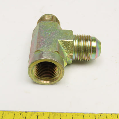 3/8" NPT Female x 1/2" JIC Male x 1/2" JIC Male Run Tee