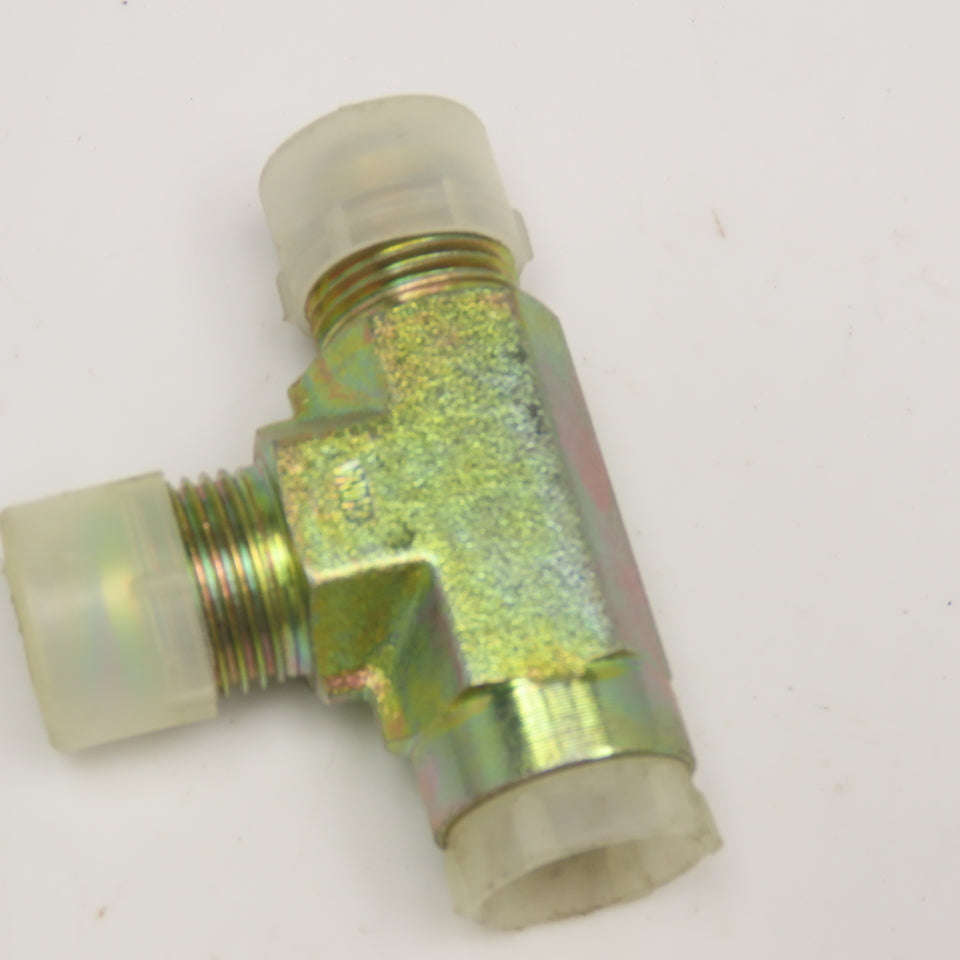 3/8" NPT Female x 1/2" JIC Male x 1/2" JIC Male Run Tee