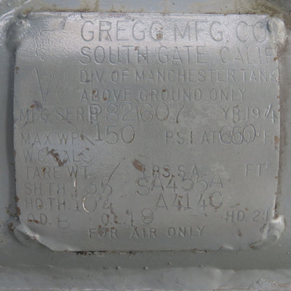 Gregg MFG. 3 Gallon Horizontal Mount Air Receiver Pressure Tank 150PSI