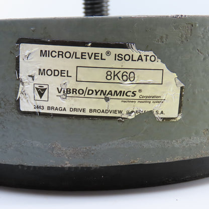 Vibro Dynamics 8K60 Micro Level Machine Isolator Rubber Mounting Pads 8"OD Lot/4