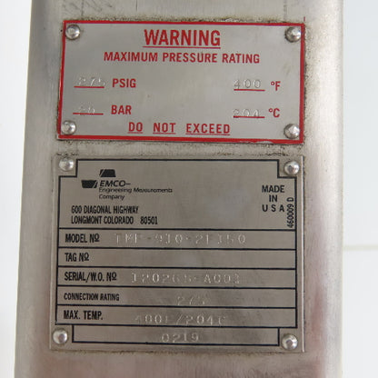 Emco TMP-910-2F150 S-Turbo-Bar Insertion Turbine Flow Meter