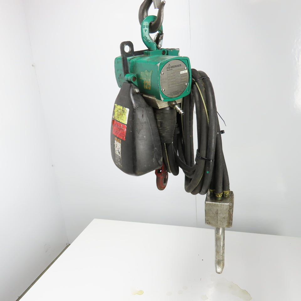 J.D. Neuhaus Mini 125 1/8 Ton 250Lb Pneumatic Air chain Hoist 4.9FPM 10' Lift