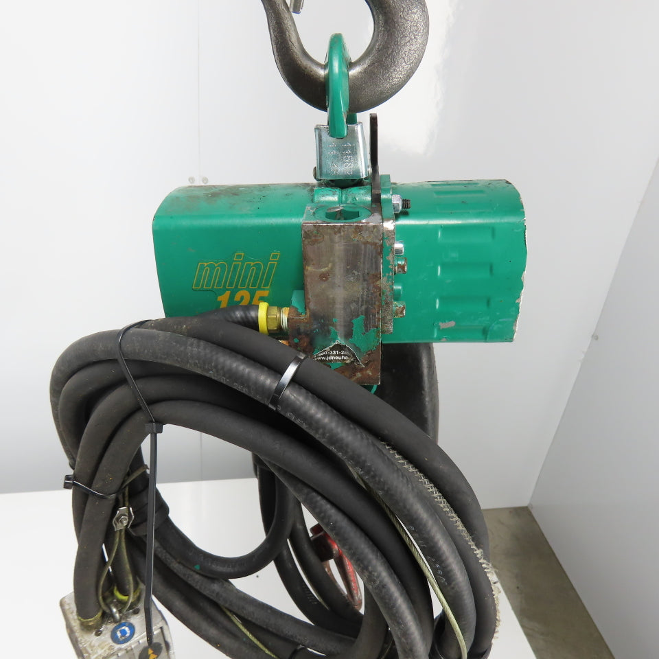 J.D. Neuhaus Mini 125 1/8 Ton 250Lb Pneumatic Air chain Hoist 4.9FPM 10' Lift