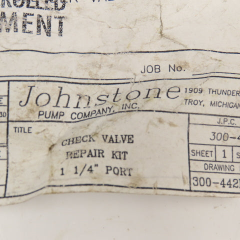 Johnstone Equipment 300-442RK 1-1/4" Port Check Valve Repair Kit