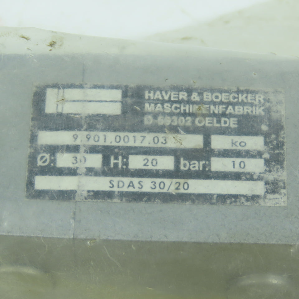 Haver & Boecker SDAS 30/20 Pneumatic Clamp Cylinder 30mm Bore 20mm Stroke NEW