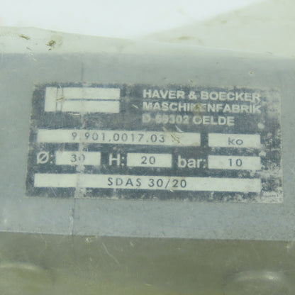 Haver & Boecker SDAS 30/20 Pneumatic Clamp Cylinder 30mm Bore 20mm Stroke NEW