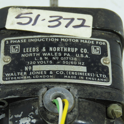 Leeds & Northup 153132 2-Phase Induction Motor 120V 50/60HZ 3/16" Shaft