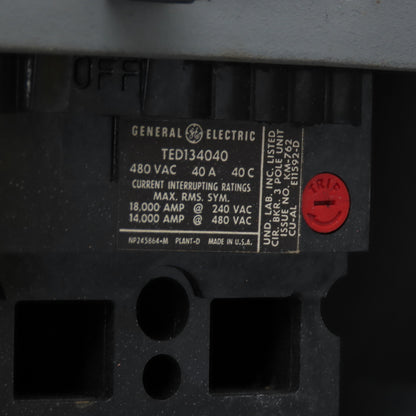 GE General Electric Flex-A-Plug 40A Breaker Bus Plug 480VAC 3Ph TED134040