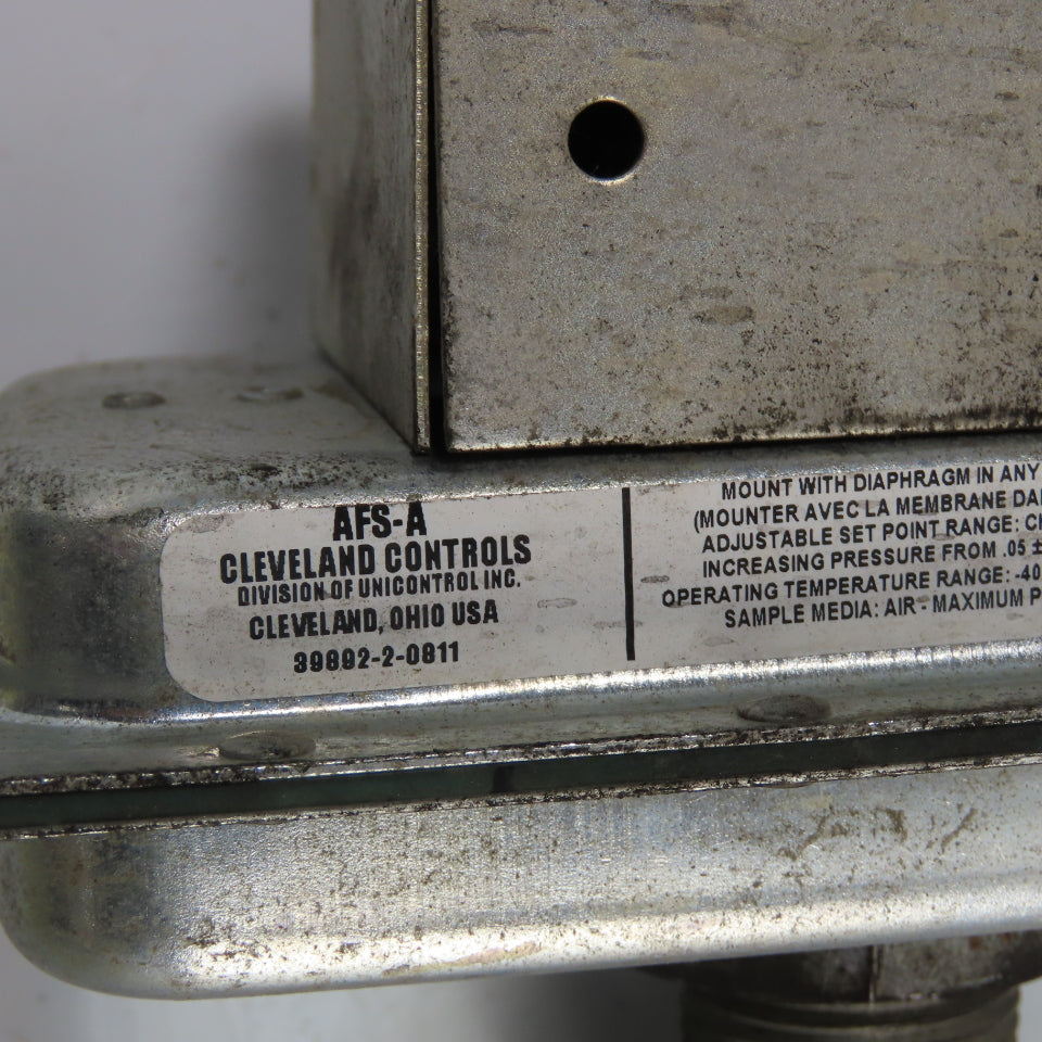 Cleveland Controls AFS-A Control Pressure Switch 300VA Pilot Duty At 120-277VAC