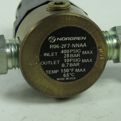 Norgren R06-2F7-NNAA Pneumatic Regulator Inlet 400PSIG Max Outlet 10PSIG Max