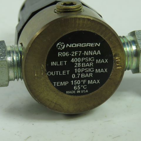 Norgren R06-2F7-NNAA Pneumatic Regulator Inlet 400PSIG Max Outlet 10PSIG Max