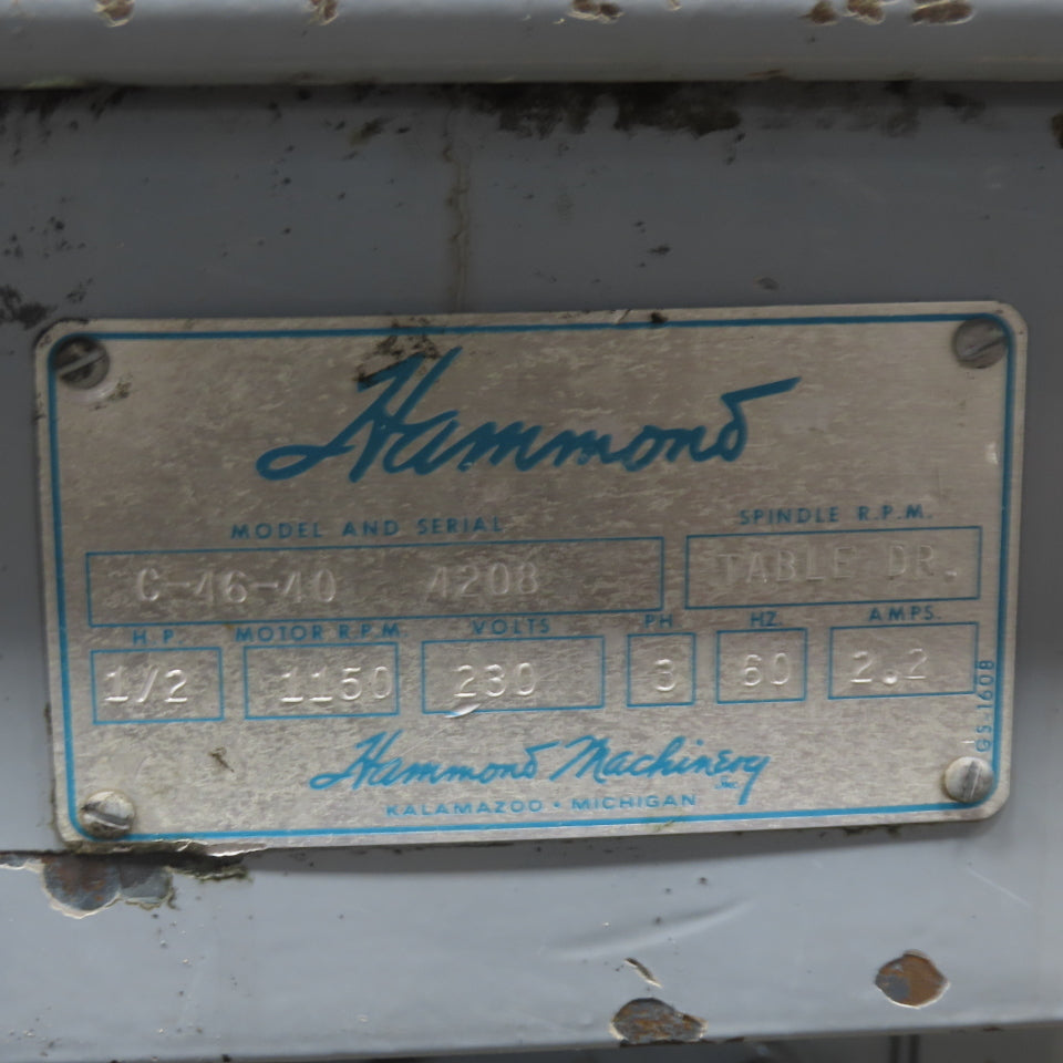 Hammond C-46-40 2-Axis Automatic Rotary Polisher Buffer Cleaner 3Ph 230V