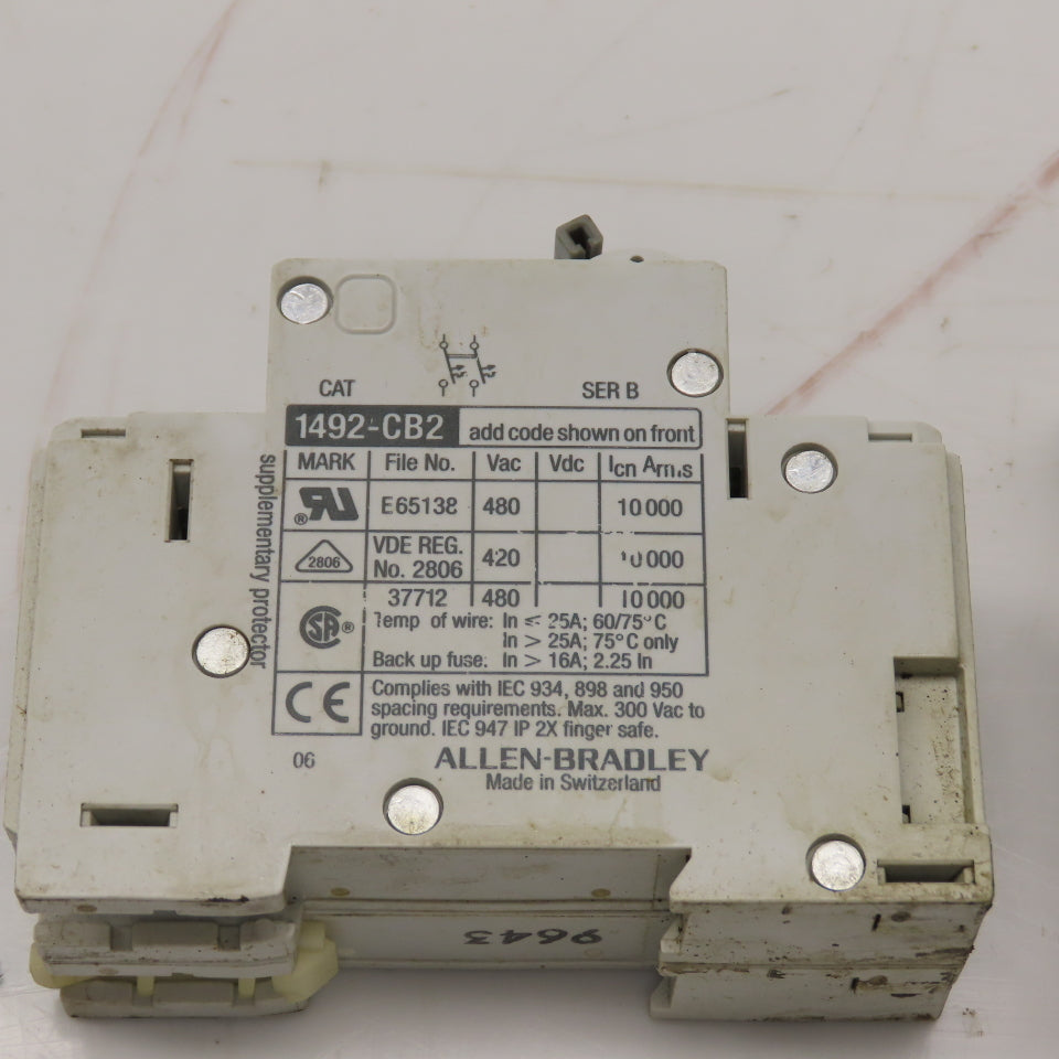 Allen Bradley 1492-CB2 G 100 2-Pole 10A Circuit Breaker 480V Lot Of 27
