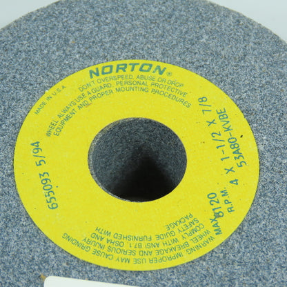 Norton 53A80-LVBE 4" x 1-1/2" x 7/8" Alundum Grinding Wheels 8120RPM Lot Of 6