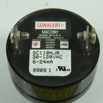 Mallory SC110NJR Sonalert 80 DBA Piezoelectric Alarm 30-120VAC