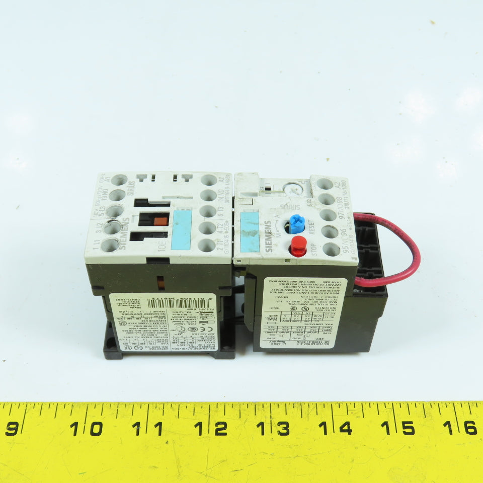 Siemens 3RT1016-1AK61 Contactor Relay 120V Coil W/Overload 3RU1116-1DB0 2.2-3.2A