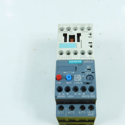 Siemens 3RT1016-1AK61 Contactor Relay 120V Coil W/Overload 3RU2116-1DB0 2.2-3.2A