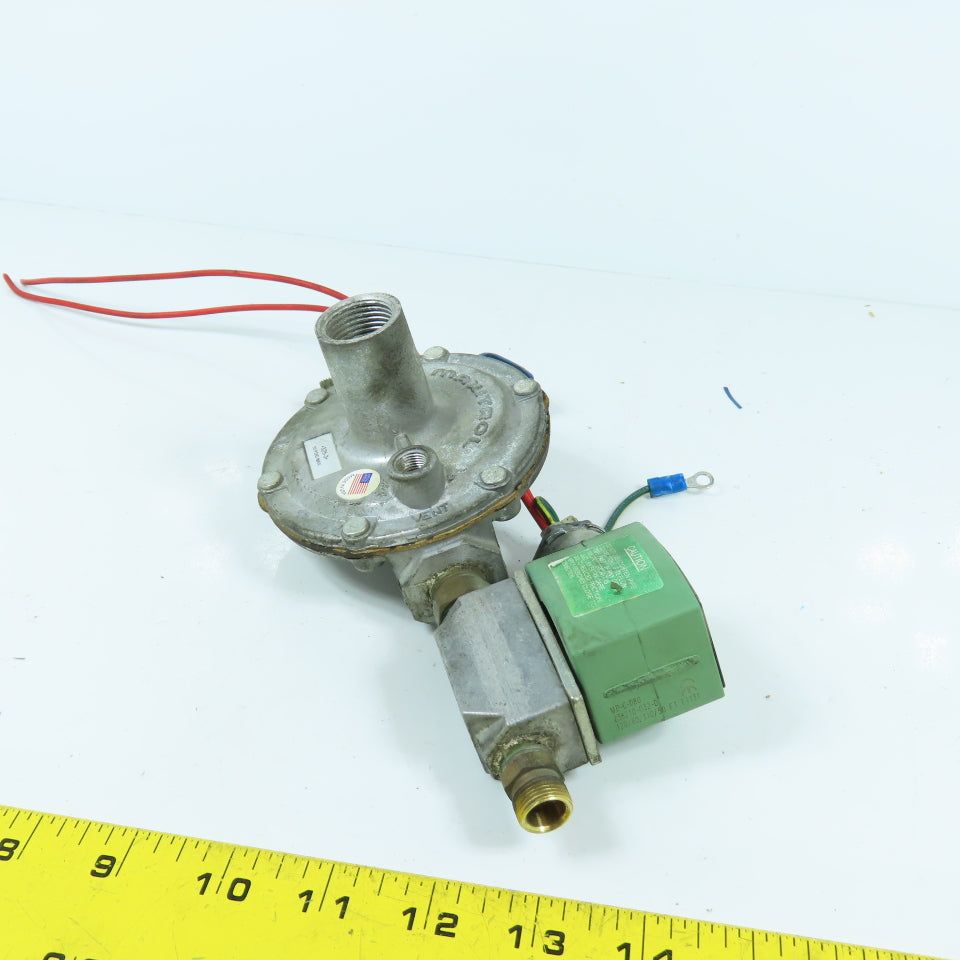 Maxitrol 325-3 Gas Pressure Regulator 10PSIG Max W/ Asco 8040H7 Solenoid Valve