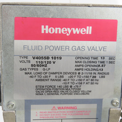 Honeywell V4055D 1019 120V G-LP Gas Valve Actuator W/ Sensus 243-12 Regulator