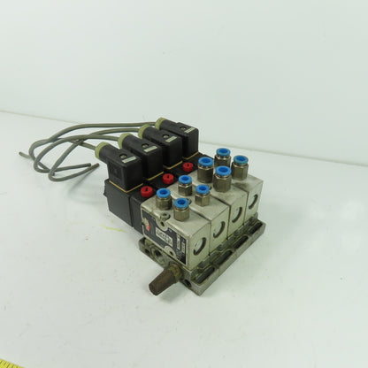 Herion 26254 4 Pneumatic Solenoid Valve Bank 1.5-10 Bar 24VDC Coil