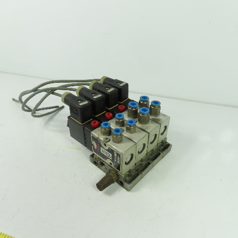 Herion 26254 4 Pneumatic Solenoid Valve Bank 1.5-10 Bar 24VDC Coil