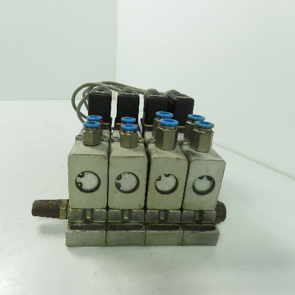 Herion 26254 4 Pneumatic Solenoid Valve Bank 1.5-10 Bar 24VDC Coil