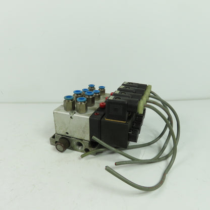 Herion 26254 4 Pneumatic Solenoid Valve Bank 1.5-10 Bar 24VDC Coil