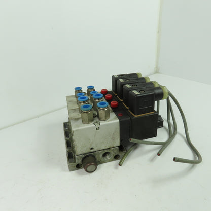 Herion 26254 4 Pneumatic Solenoid Valve Bank 1.5-10 Bar 24VDC Coil