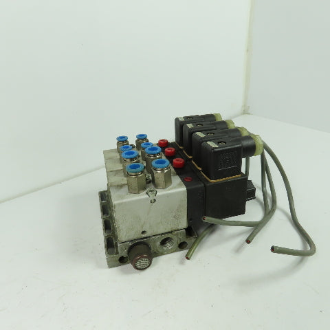 Herion 26254 4 Pneumatic Solenoid Valve Bank 1.5-10 Bar 24VDC Coil