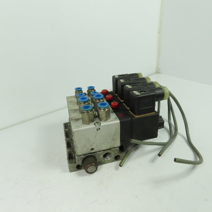 Herion 26254 4 Pneumatic Solenoid Valve Bank 1.5-10 Bar 24VDC Coil