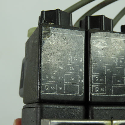 Herion 26254 4 Pneumatic Solenoid Valve Bank 1.5-10 Bar 24VDC Coil