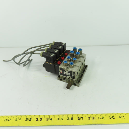 Herion 26254 4 Pneumatic Solenoid Valve Bank 1.5-10 Bar 24VDC Coil