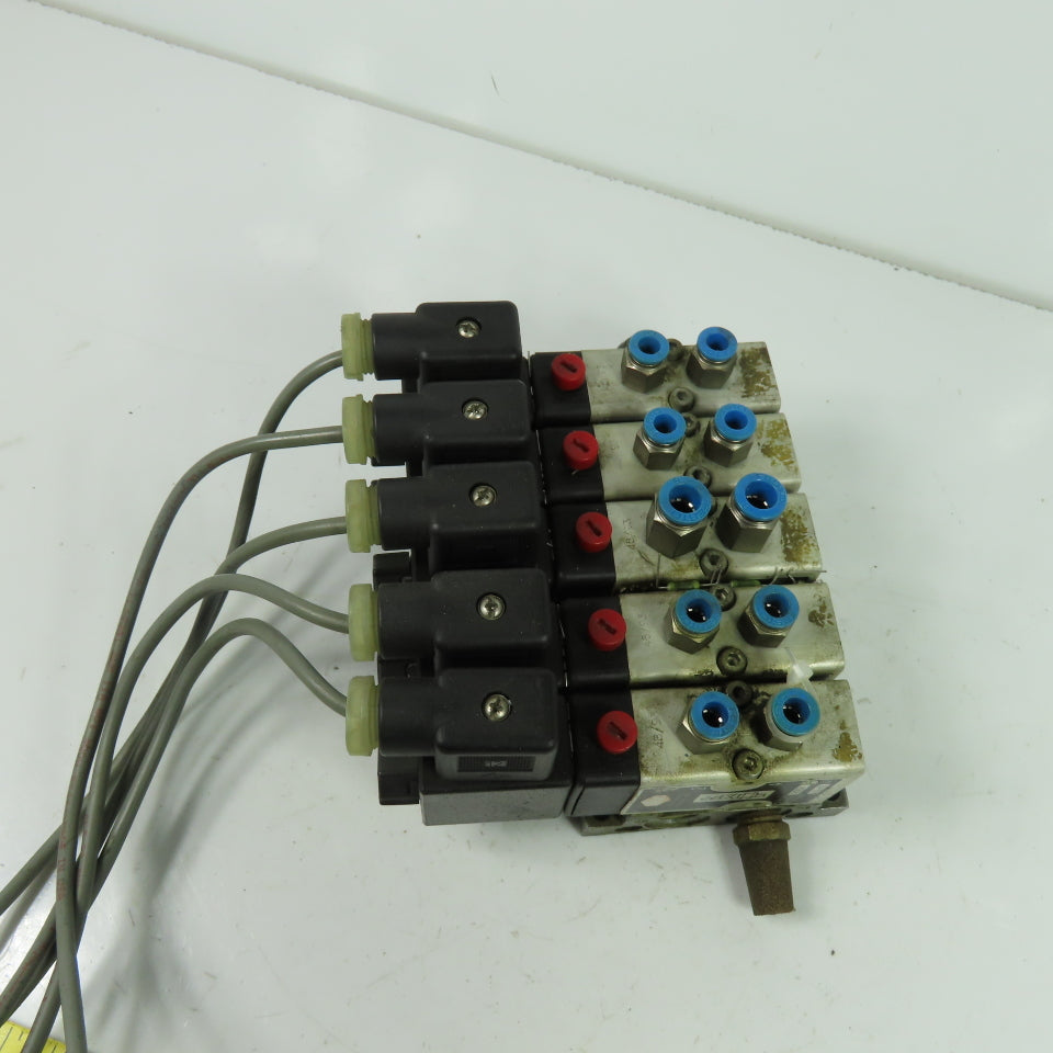 Herion 26254 5 Pneumatic Solenoid Valve Bank 1.5-10 Bar 24VDC Coil