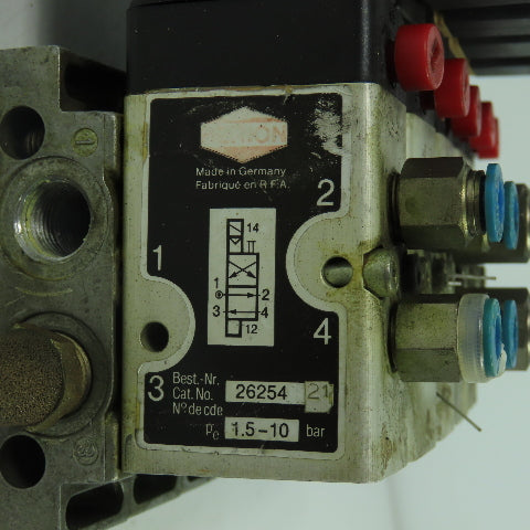 Herion 26254 5 Pneumatic Solenoid Valve Bank 1.5-10 Bar 24VDC Coil