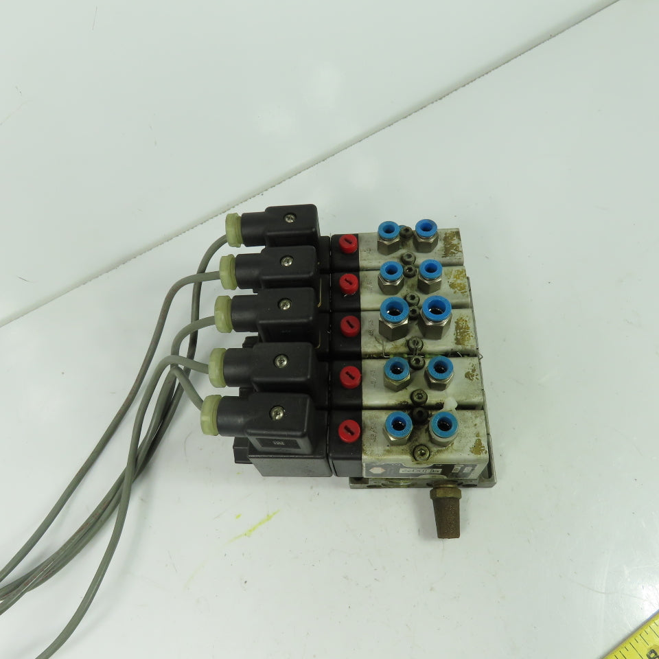 Herion 26254 5 Pneumatic Solenoid Valve Bank 1.5-10 Bar 24VDC Coil