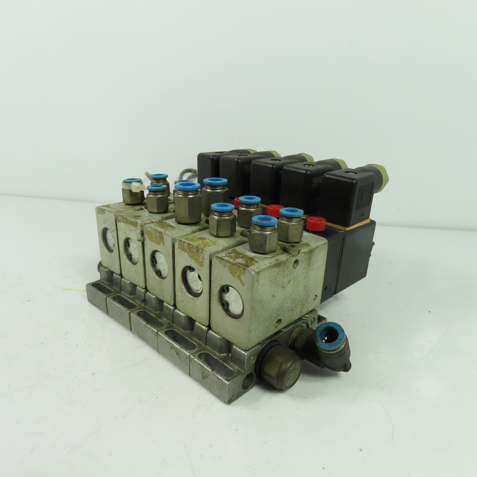 Herion 26254 5 Pneumatic Solenoid Valve Bank 1.5-10 Bar 24VDC Coil