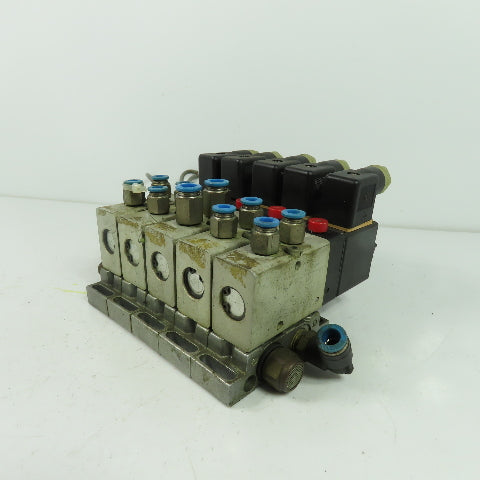 Herion 26254 5 Pneumatic Solenoid Valve Bank 1.5-10 Bar 24VDC Coil