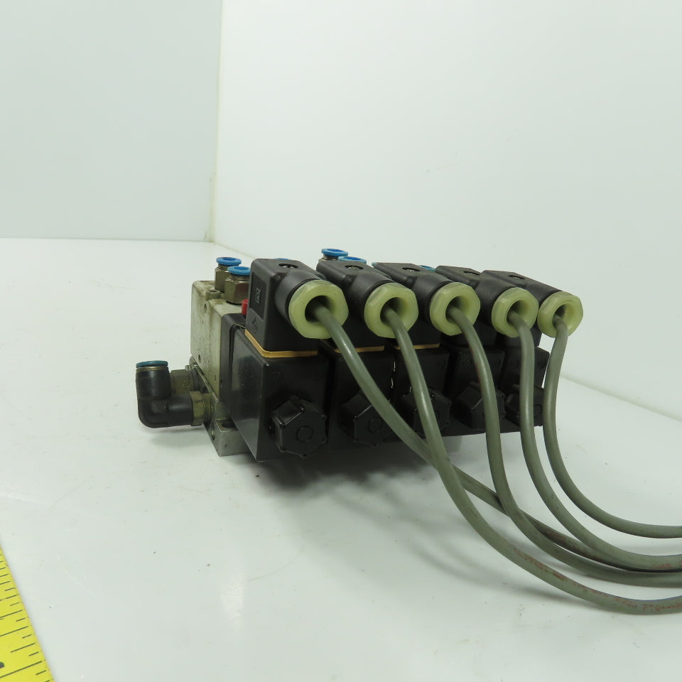 Herion 26254 5 Pneumatic Solenoid Valve Bank 1.5-10 Bar 24VDC Coil