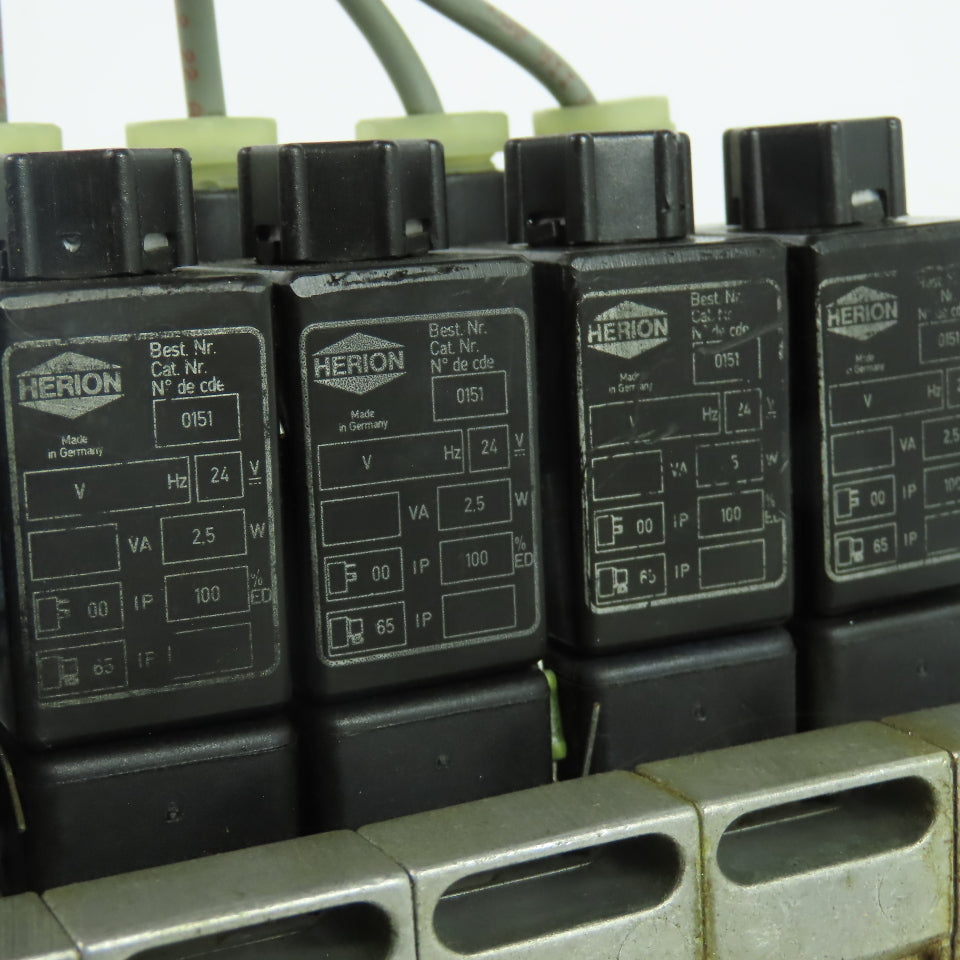 Herion 26254 5 Pneumatic Solenoid Valve Bank 1.5-10 Bar 24VDC Coil