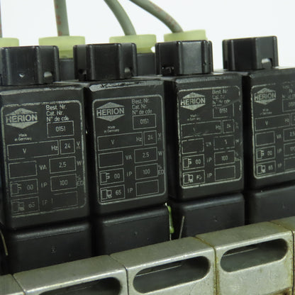 Herion 26254 5 Pneumatic Solenoid Valve Bank 1.5-10 Bar 24VDC Coil